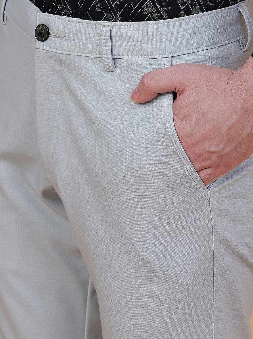 Light Grey Solid Slim Fit Club Wear Trouser | JB Studio