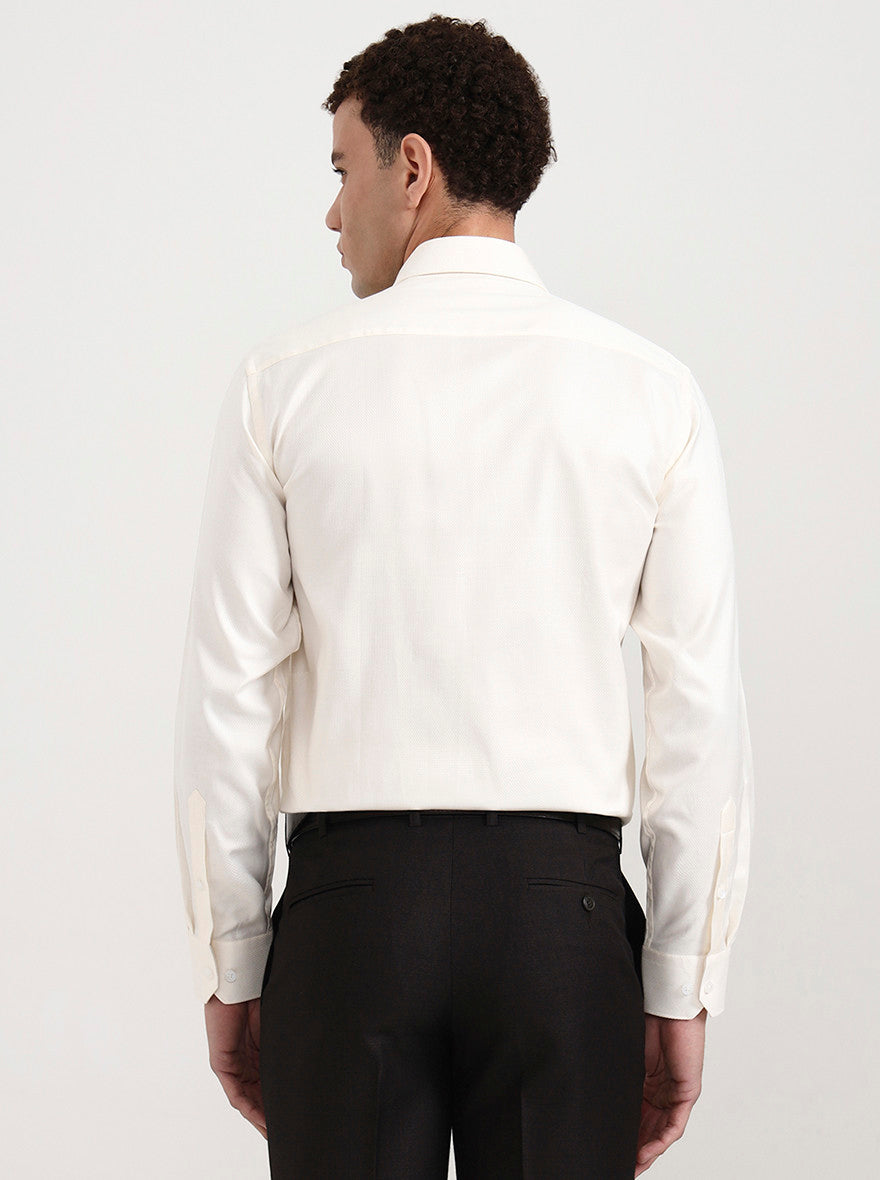 Cream Solid Regular Fit Formal Shirt | JadeBlue