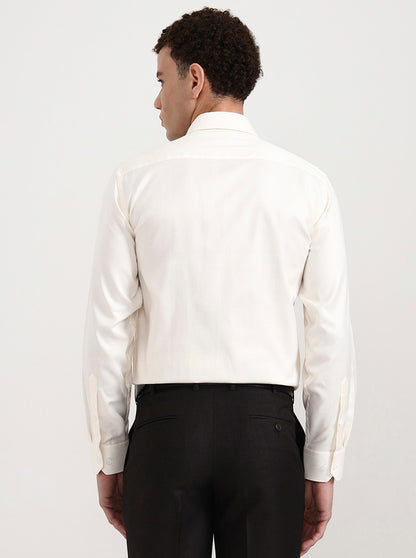 Cream Solid Regular Fit Formal Shirt | JadeBlue