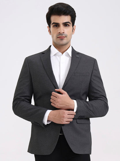Dark Grey Solid Regular Fit Blazer | JadeBlue