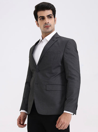 Dark Grey Solid Regular Fit Blazer | JadeBlue