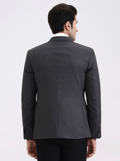 Dark Grey Solid Regular Fit Blazer | JadeBlue