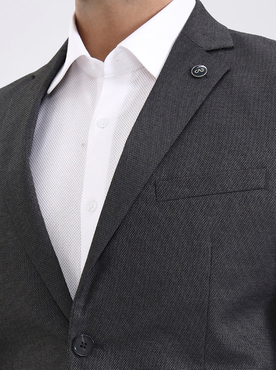 Dark Grey Solid Regular Fit Blazer | JadeBlue