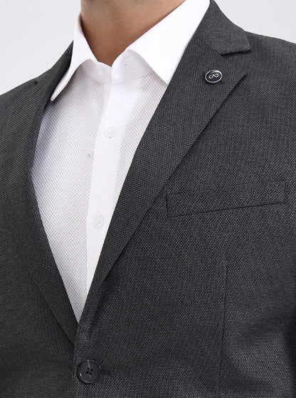 Dark Grey Solid Regular Fit Blazer | JadeBlue