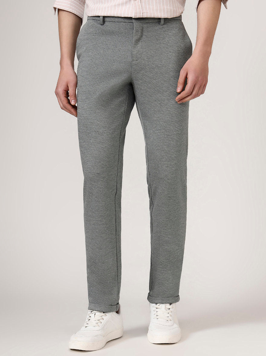 Pista Grey Solid Venice Fit Casual Trouser | JadeBlue