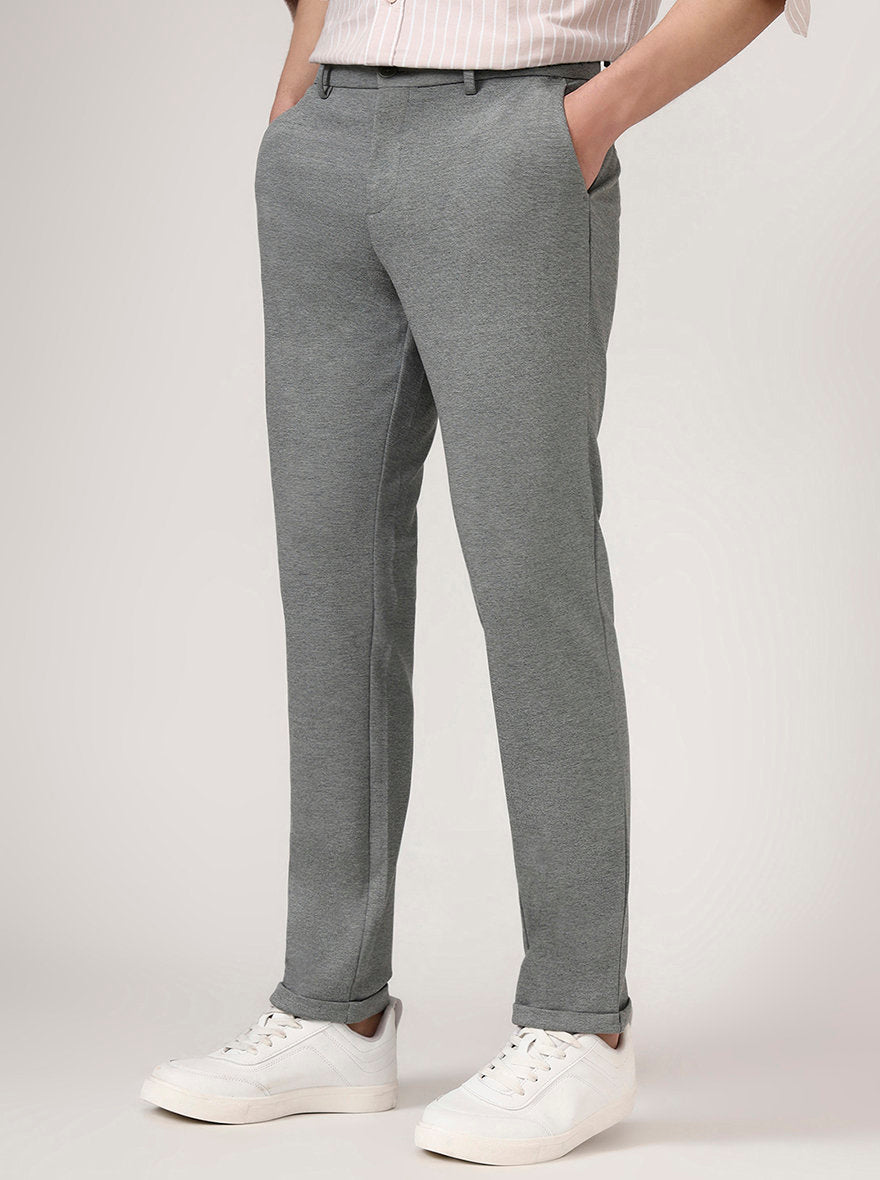 Pista Grey Solid Venice Fit Casual Trouser | JadeBlue