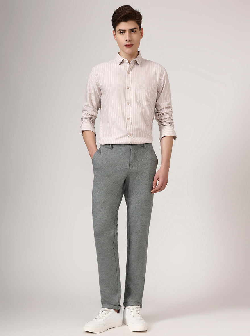 Pista Grey Solid Venice Fit Casual Trouser | JadeBlue