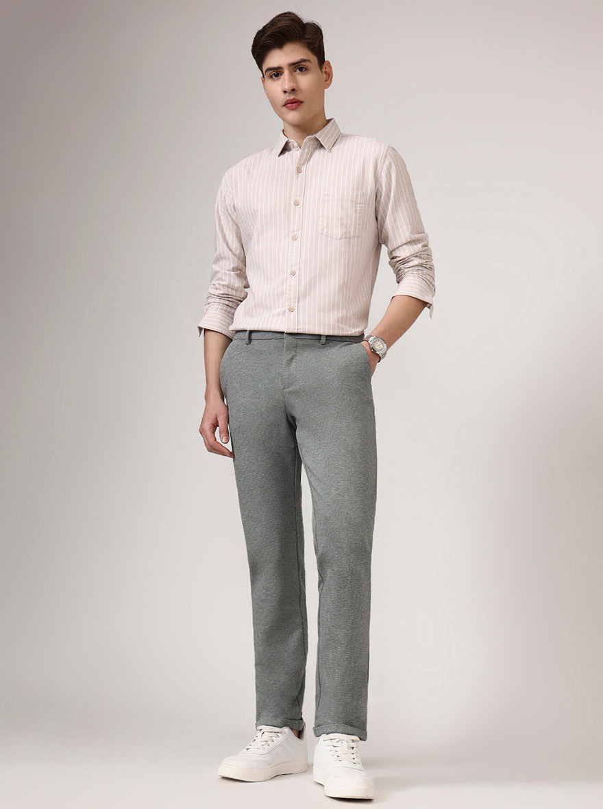 Pista Grey Solid Venice Fit Casual Trouser | JadeBlue