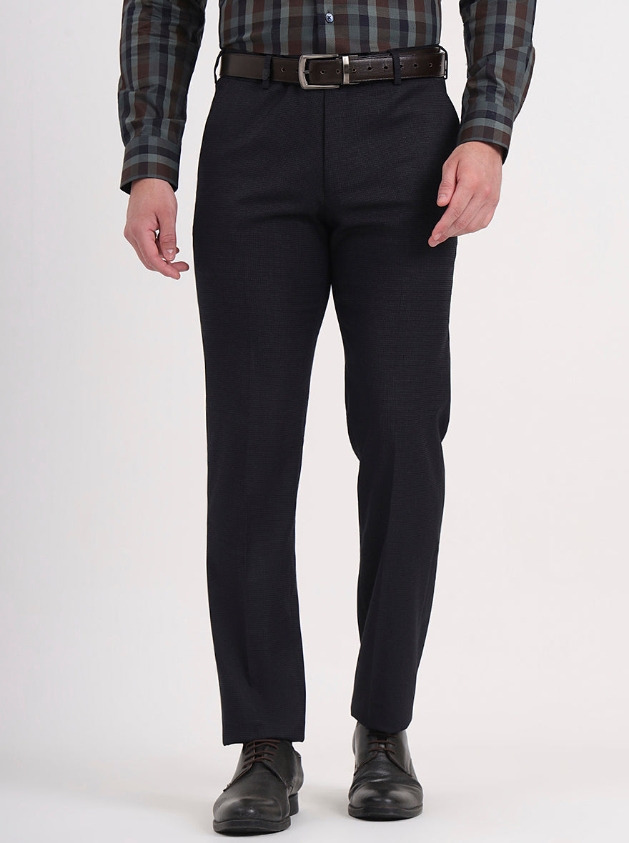 Blue Solid Slim Fit Formal Trouser | JB Studio