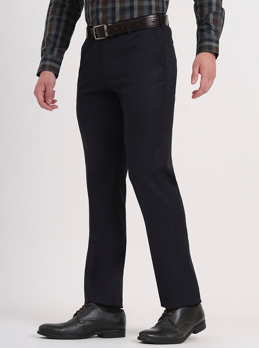 Blue Solid Slim Fit Formal Trouser | JB Studio
