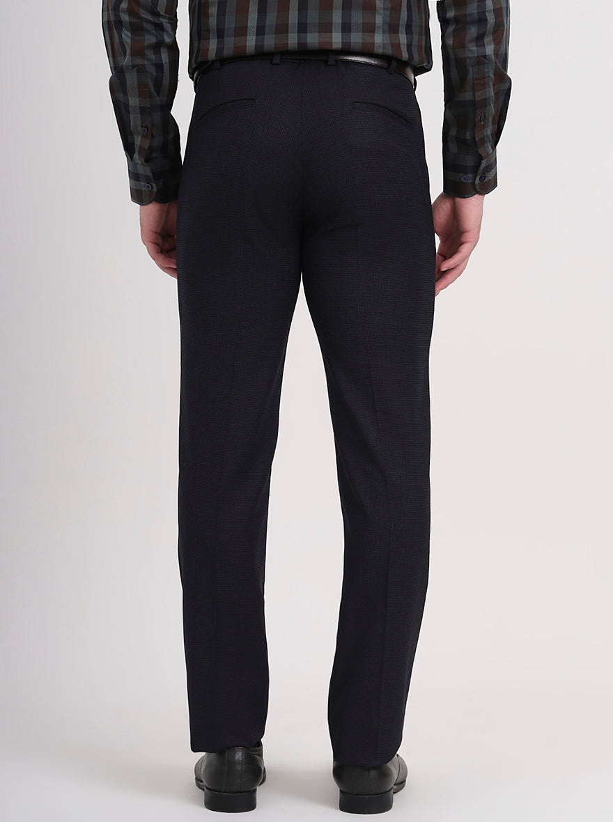Blue Solid Slim Fit Formal Trouser | JB Studio