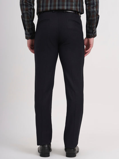 Blue Solid Slim Fit Formal Trouser | JB Studio