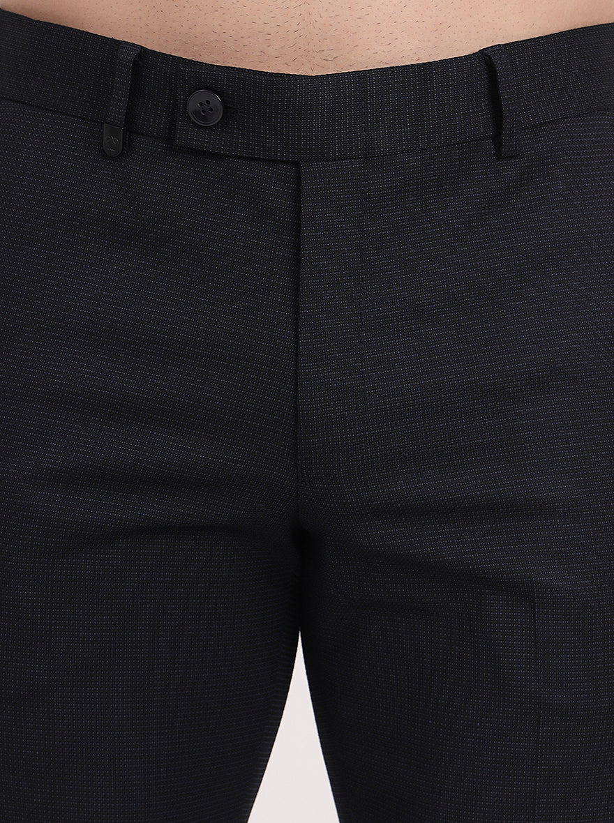 Blue Solid Slim Fit Formal Trouser | JB Studio