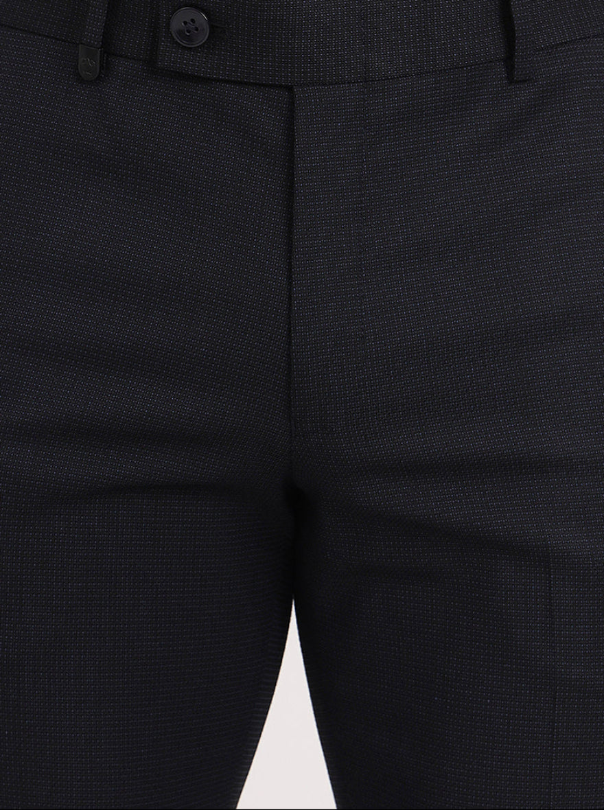 Blue Solid Slim Fit Formal Trouser | JB Studio