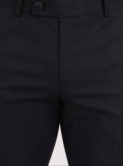Blue Solid Slim Fit Formal Trouser | JB Studio