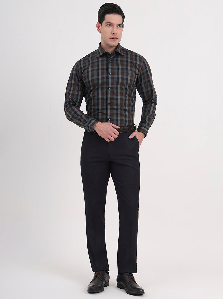 Blue Solid Slim Fit Formal Trouser | JB Studio