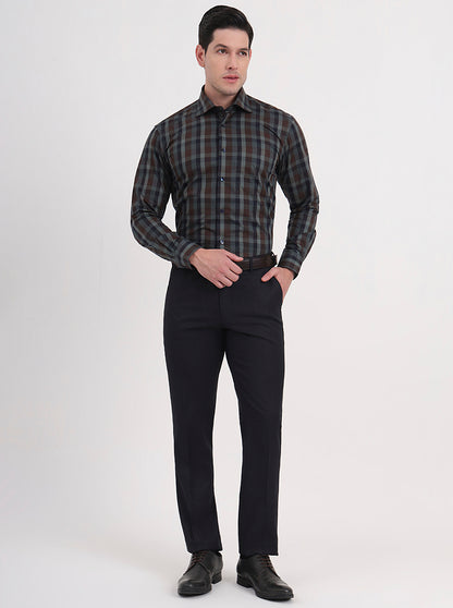 Blue Solid Slim Fit Formal Trouser | JB Studio