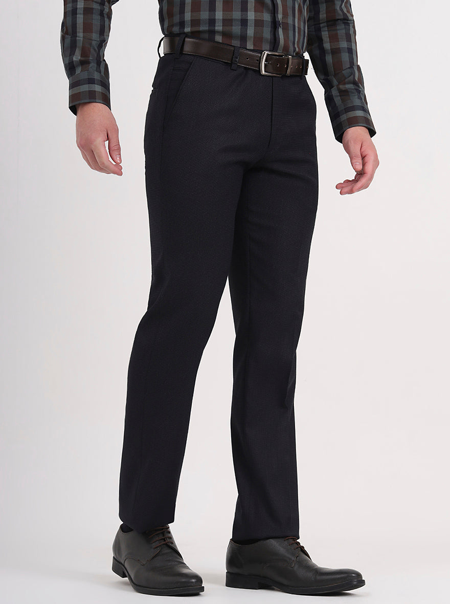 Blue Solid Slim Fit Formal Trouser | JB Studio