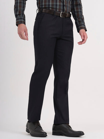 Blue Solid Slim Fit Formal Trouser | JB Studio