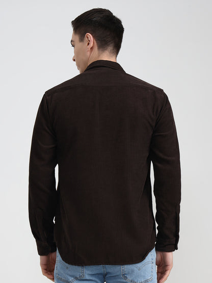 Brown Solid Slim Fit Casual Shirt | JadeBlue
