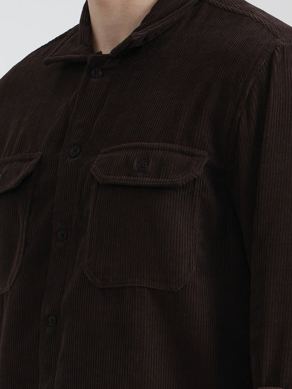 Brown Solid Slim Fit Casual Shirt | JadeBlue