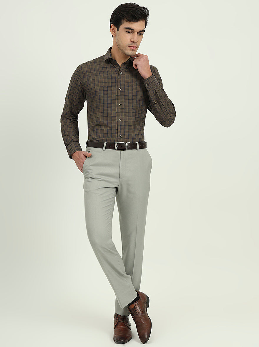 Brown & Blue Checked Regular Fit Formal Shirt | Greenfibre