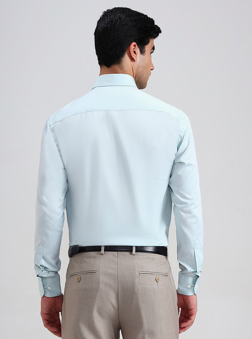 Pista Blue Solid Slim Fit Formal Shirt | Metal