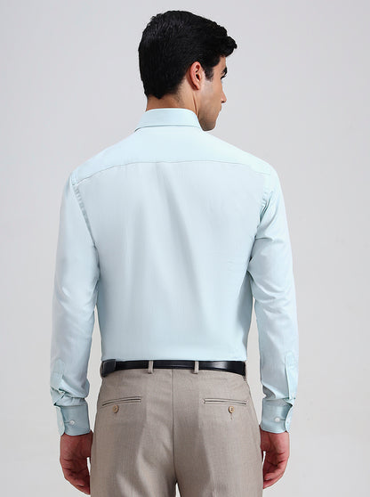Pista Blue Solid Slim Fit Formal Shirt | Metal