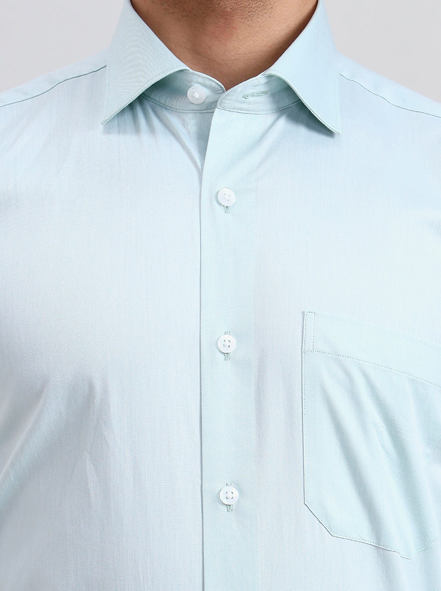 Pista Blue Solid Slim Fit Formal Shirt | Metal