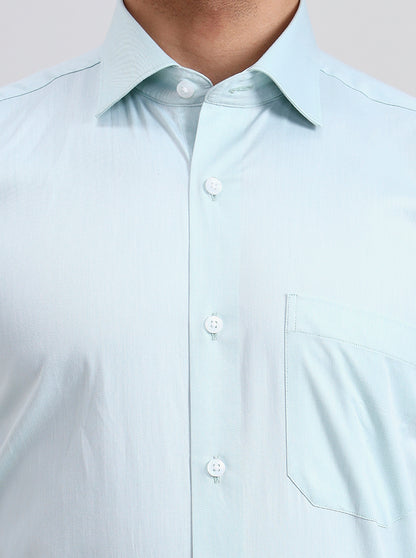 Pista Blue Solid Slim Fit Formal Shirt | Metal