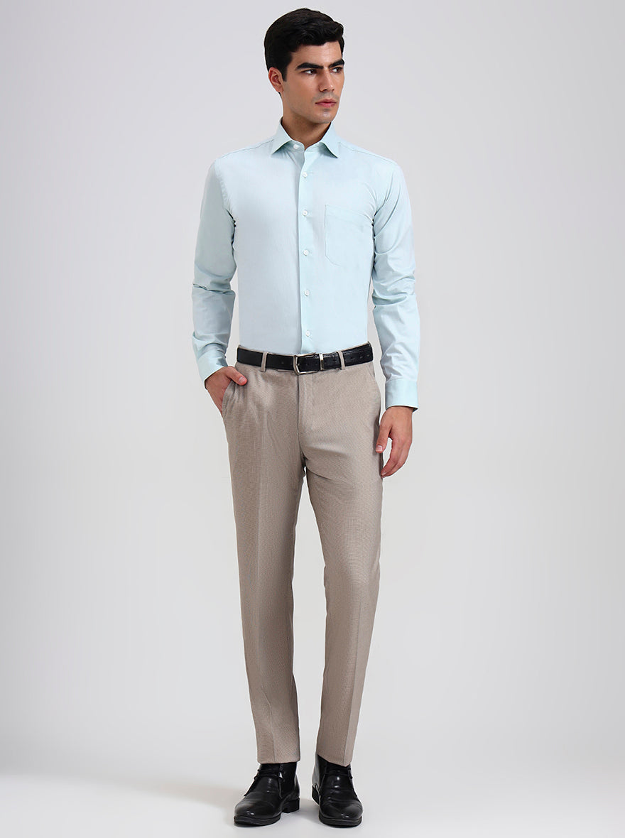Pista Blue Solid Slim Fit Formal Shirt | Metal