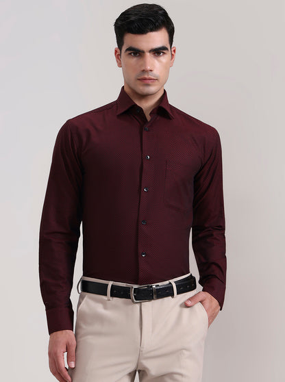 Maroon Solid Slim Fit Formal Shirt | Metal