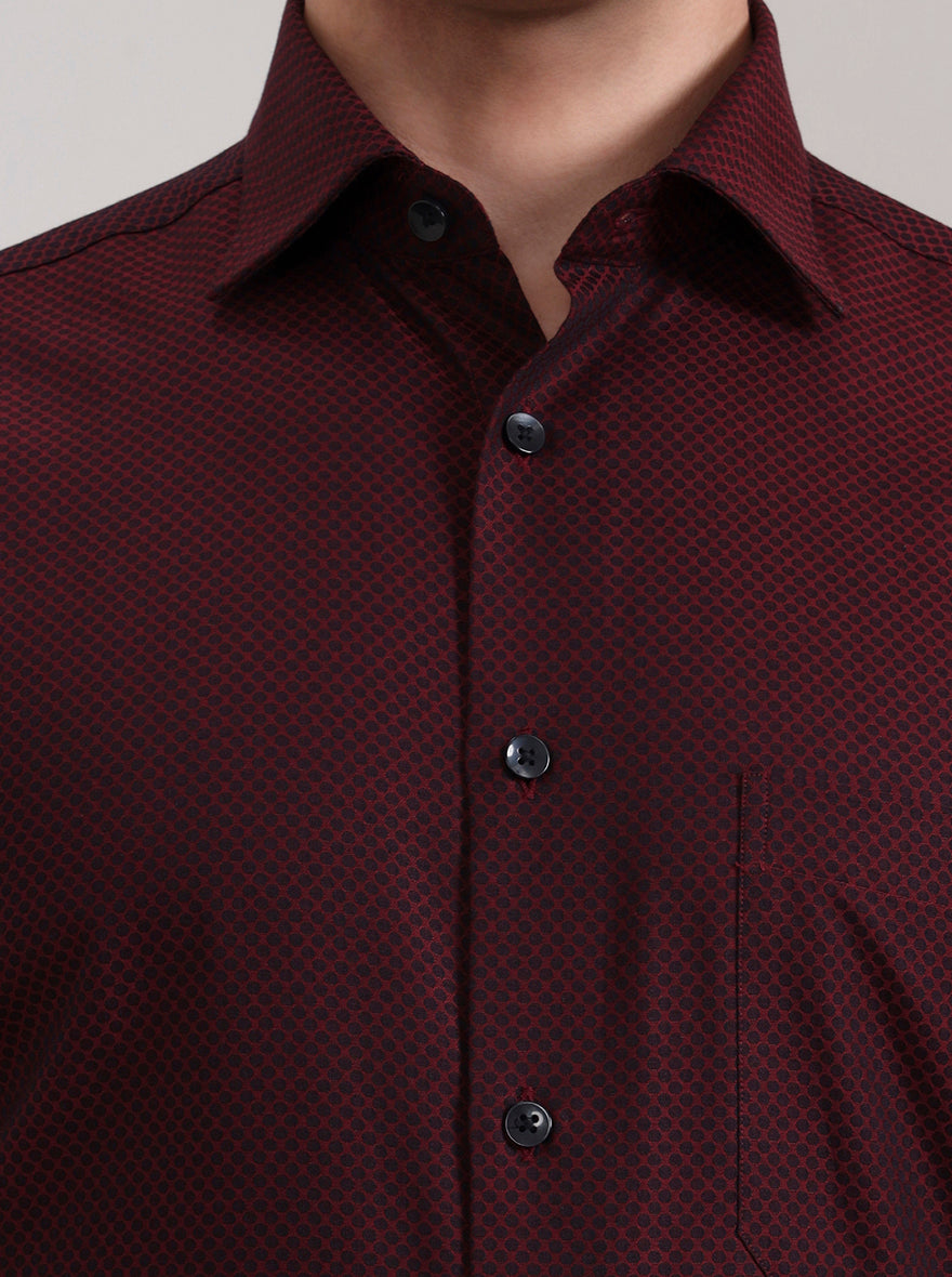 Maroon Solid Slim Fit Formal Shirt | Metal