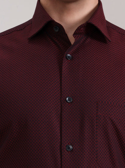 Maroon Solid Slim Fit Formal Shirt | Metal