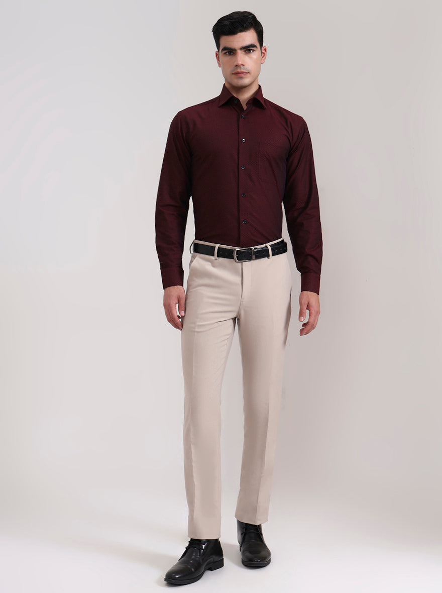 Maroon Solid Slim Fit Formal Shirt | Metal