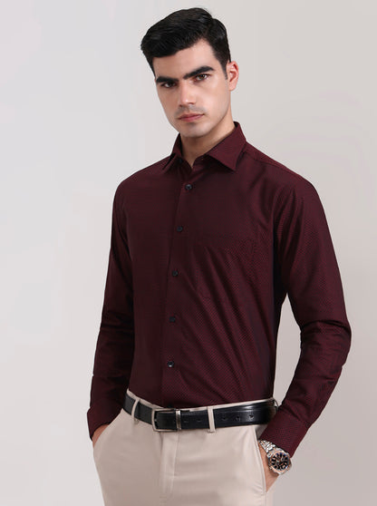 Maroon Solid Slim Fit Formal Shirt | Metal