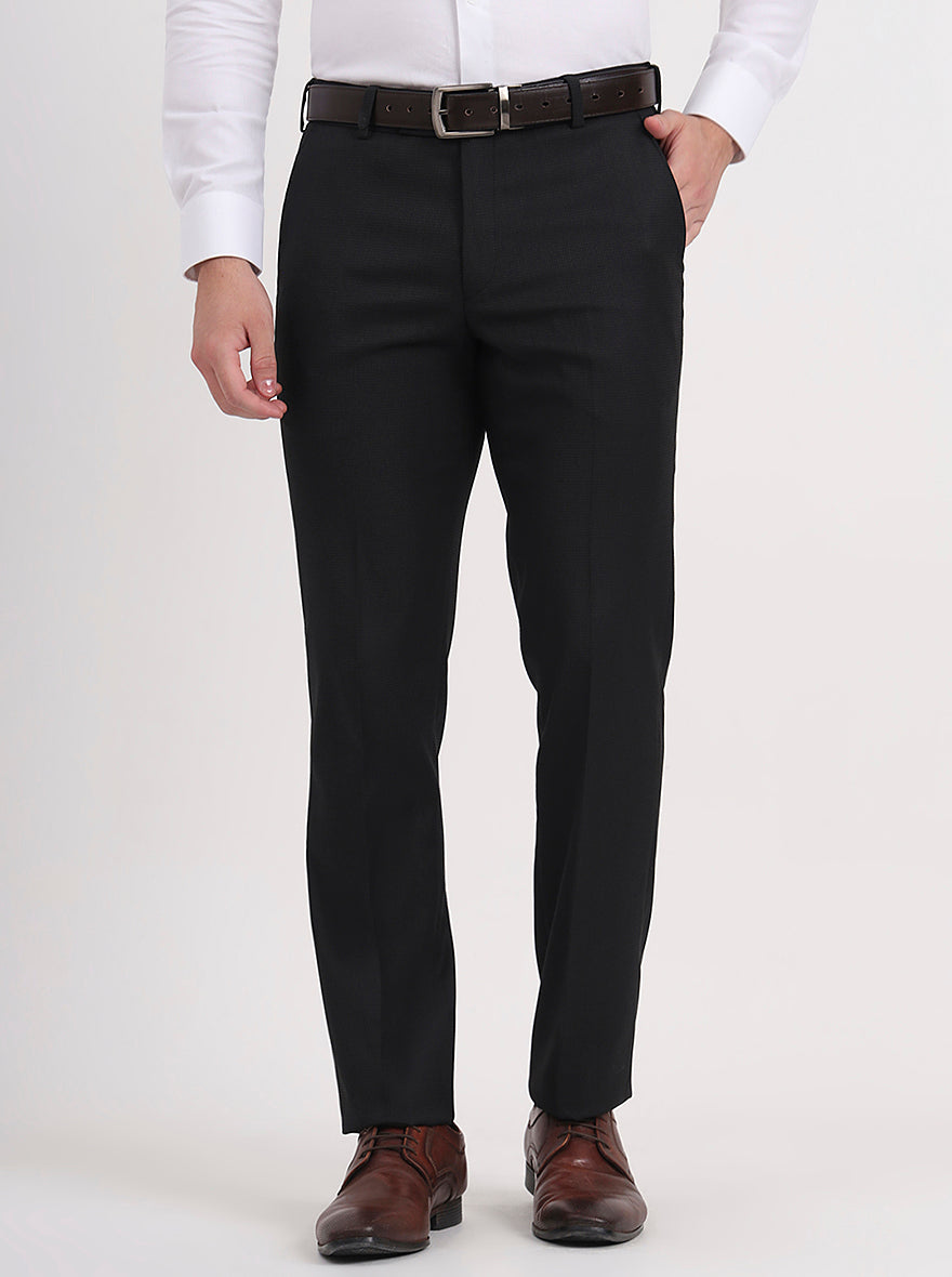 Dark Grey Solid Slim Fit Formal Trouser | JB Studio