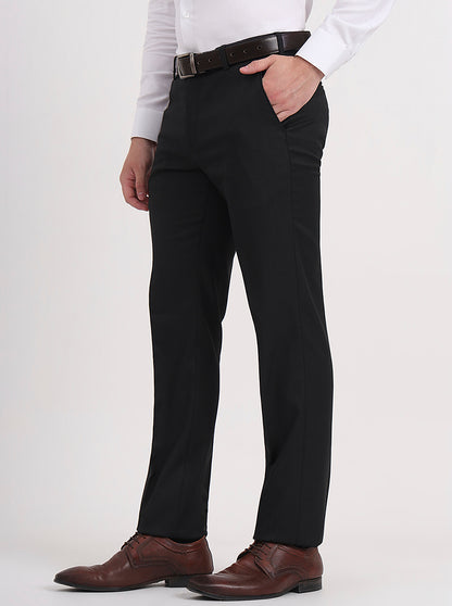Dark Grey Solid Slim Fit Formal Trouser | JB Studio