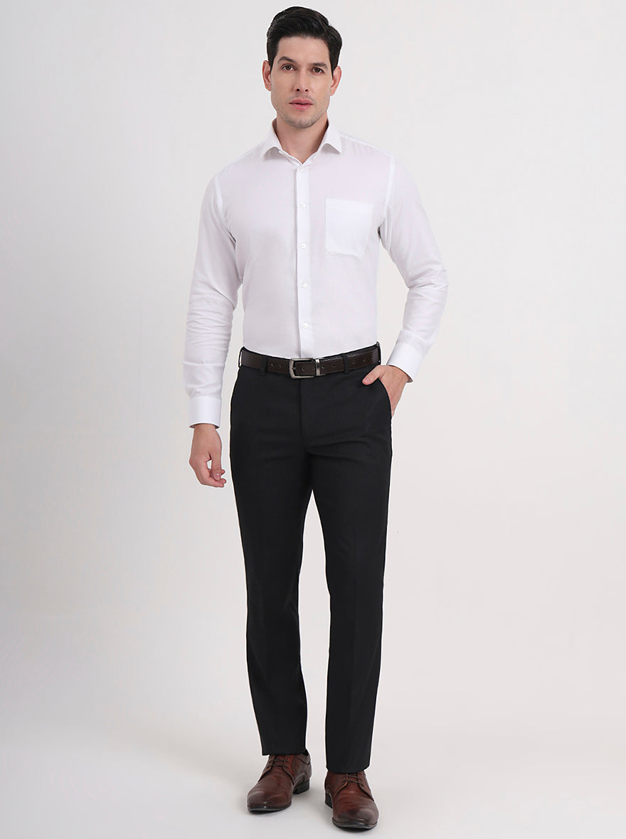 Dark Grey Solid Slim Fit Formal Trouser | JB Studio