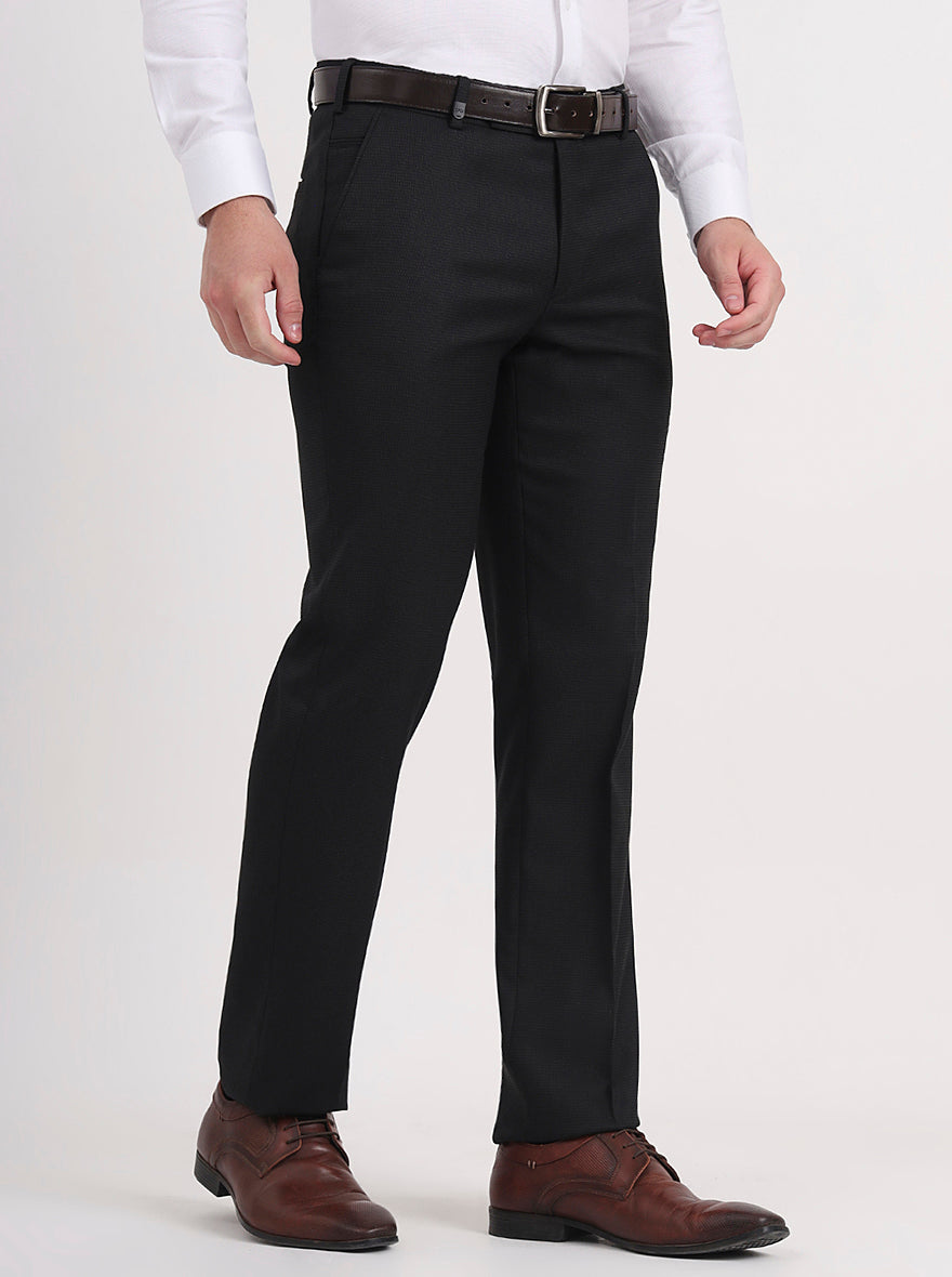 Dark Grey Solid Slim Fit Formal Trouser | JB Studio