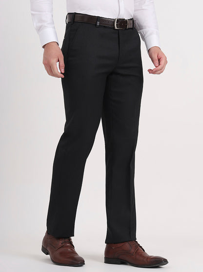 Dark Grey Solid Slim Fit Formal Trouser | JB Studio