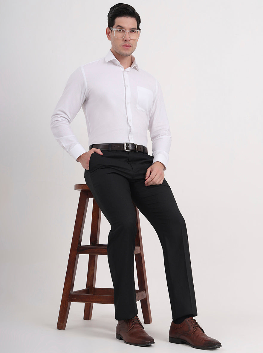 Dark Grey Solid Slim Fit Formal Trouser | JB Studio