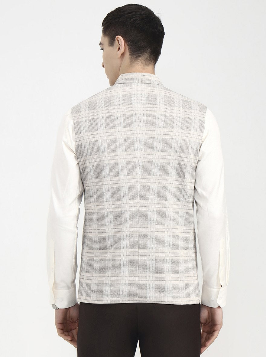 Beige Checked Regular Fit Waistcoat | Wyre