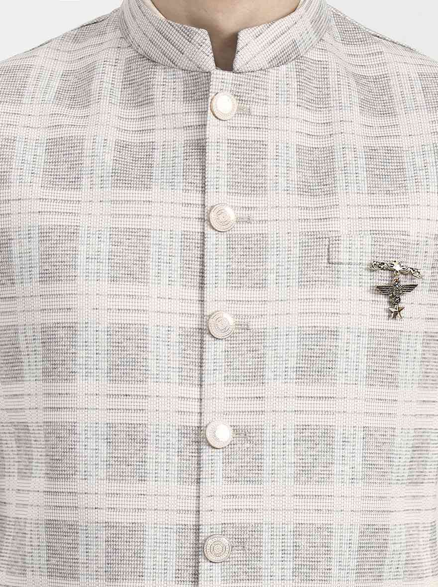 Beige Checked Regular Fit Waistcoat | Wyre