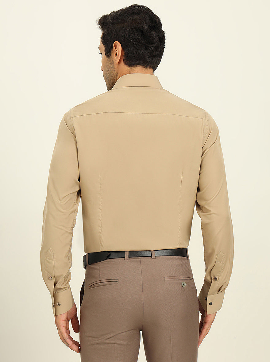 Khaki Solid Slim Fit Formal Shirt | JadeBlue Youth