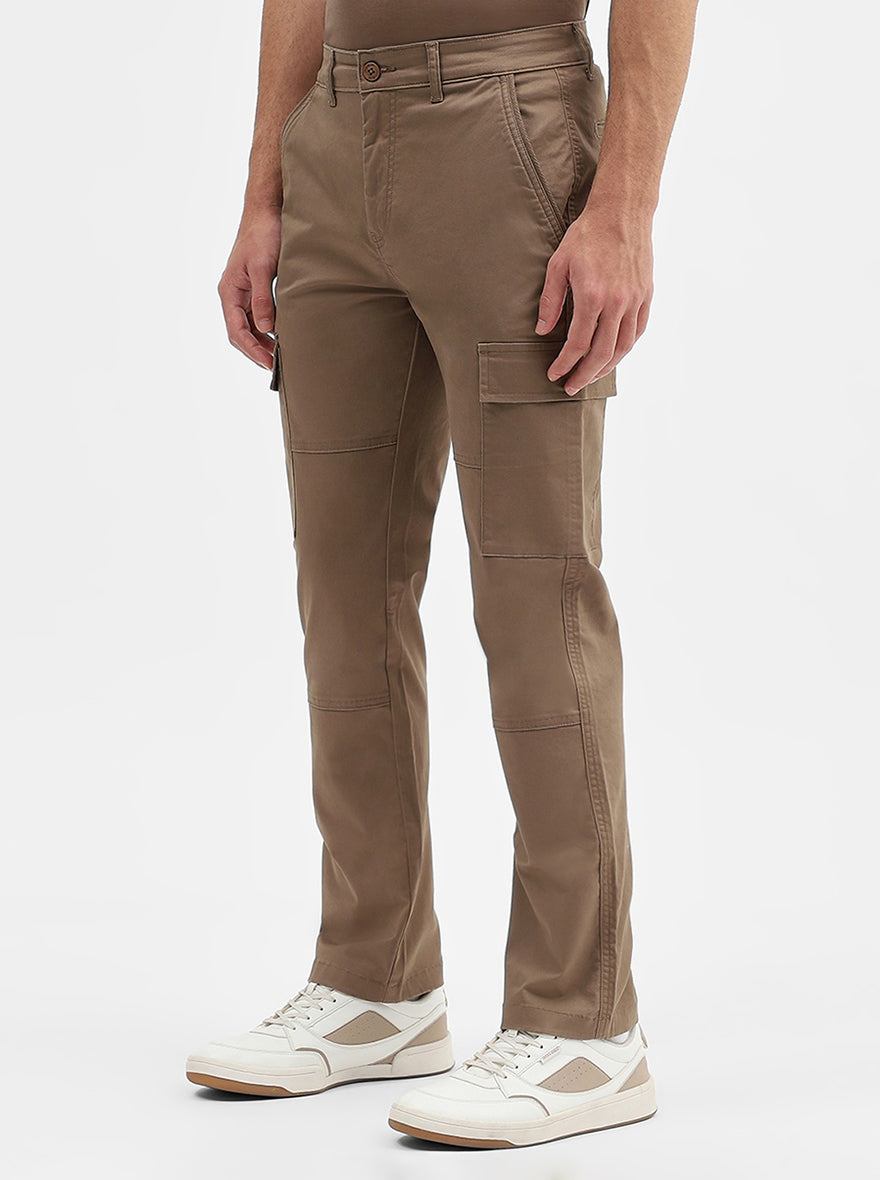 Brown Solid Slim Fit Cargo Pant | JadeBlue
