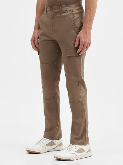 Brown Solid Slim Fit Cargo Pant | JadeBlue