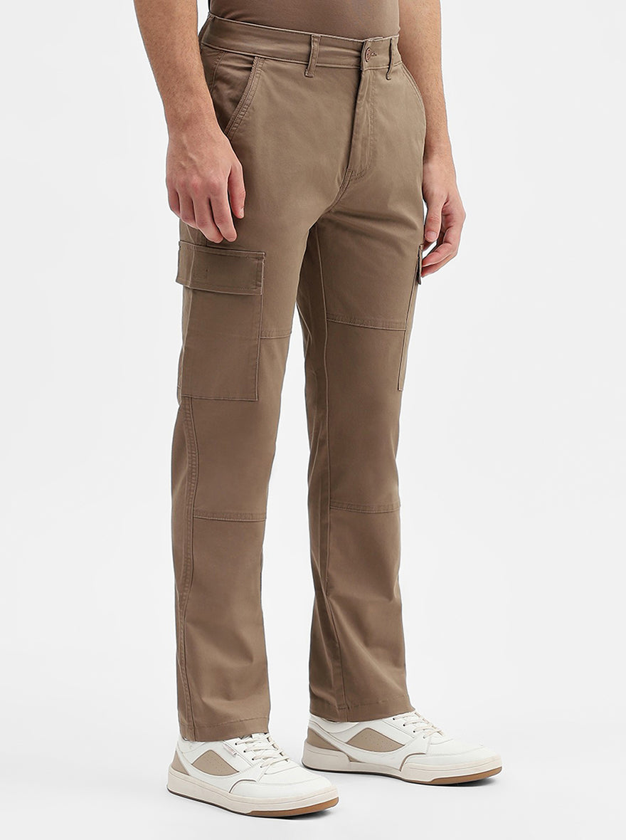Brown Solid Slim Fit Cargo Pant | JadeBlue