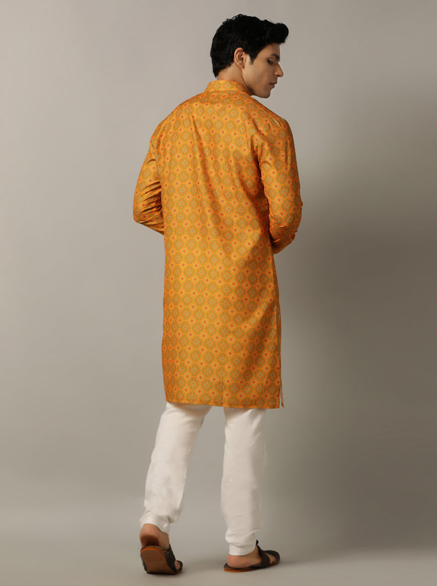 Mustard Yellow Printed Kurta | The Kurta Company