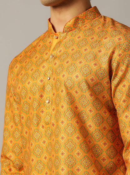 Mustard Yellow Printed Kurta | The Kurta Company